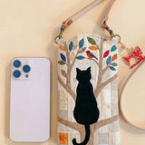 The Cat On The Branch Quilted Slim Phone Crossbody Bag