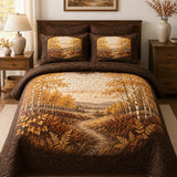 Autumn Birch Valley Vintage Quilted 3‑Piece Bedding Set