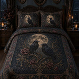 Raven Rose Dark Gothic Moon Quilted 3‑Piece Bedding Set