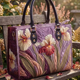Iris Floral Quilted Leather Strap Bible Handbag