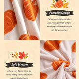 Halloween Fall Pumpkin Flannel Sherpa Pattern Throw Blanket