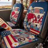Hippie Flag And Peace Quilted Car Seat Protector