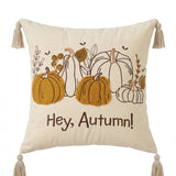 Hey, Autumn! Pumpkin Tassel Throw Pillow Cover