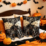 Halloween Dancing Skeleton Musical Note Bow Decorative Throw Pillow Cover