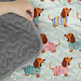 Mint Green Dachshund All‑Over Print Quilted 3‑Piece Bedding Set