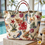 Marine life Print And Hearts PVC Tote Bag