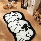Halloween Ghost Bat Black Cat Pumpkin Shaped Plush Area Rug