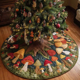 Mushroom Meadow Christmas Quilted Tree Skirt