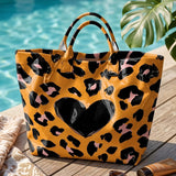 Leopard Print And Hearts PVC Tote Bag