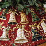 Vintage Christmas Bells Quilted Tree Skirt