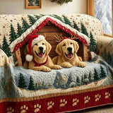 Christmas Holiday Cabin Quilted Sofa Cover