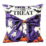Halloween Ghost Bat Pumpkin Decorative Bow Throw Pillow Cover