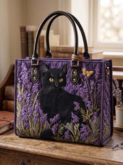 Lavender And The Black Cat Quilted Leather Strap Bible Handbag