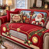 Christmas Santa Vintage Truck Quilted Sofa Cover