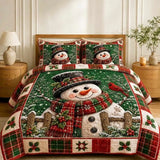Christmas Gnomes Holiday 3-Piece Quilted Bedding Set