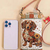 Dachshund Quilted Slim Phone Crossbody Bag