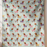 Mint Green Dachshund All‑Over Print Quilted 3‑Piece Bedding Set
