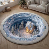 Holiday Village Quilted Round Mat