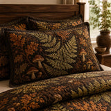 Woodland Fern Mushroom Vintage Quilted 3‑Piece Bedding Set