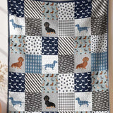 Dachshund Patchwork Quilted 3‑Piece Bedding Set