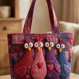 Valentine's Day Chicken Quilted Tote Bag