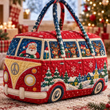 Christmas Camper Van Santa Reindeer Quilted Duffle Bag