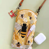 Honeycomb Giant Bee Quilted Slim Phone Crossbody Bag