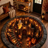 Ghost Castle Halloween Quilted Round Mat