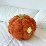 Cute Halloween Fall Tulip Embroidered Plush Pumpkin Throw Pillow