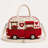 Heart-Shaped Camper Van Quilted Duffle Bag