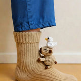 Funny Animal Theme Socks, Colorful Cartoon Print Cotton Socks, Casual Novelty Socks for Gift Party