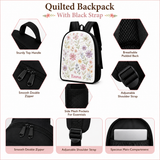 Personalized Quilted Hippie Camper Van Backpack with Black Strap - Model LD06