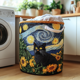 Quilted laundry basket with curious cat NCU0DDK610