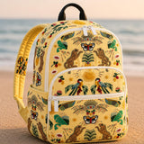 Quilted Dalmatian Backpack with Garden Scene and Triple Zipper - Model LD12