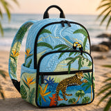 Retro Floral Quilted Backpack with Triple Zipper Design - LD16
