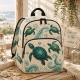 Custom Green Sea Turtle Quilted Backpack LV23