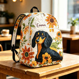Custom Dachshund Sunflower Quilted Backpack LV44