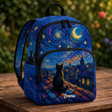 Personalized Quilted Backpack - Starry Night Cat Design TG13