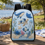 Personalized Quilted Backpack 'Under the Sea' with Black Strap - TG07