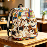 Personalized Quilted Backpack with Shih Tzu Patchwork Design - TN39