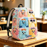 Personalized Quilted Backpack - Colorful Puppy Princess Design TP33