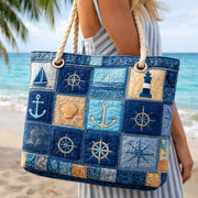Nautical Blue Quilted Beach and Travel Bag
