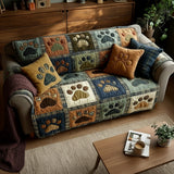 Quilted Love Paw Sofa Cover – Non-Slip