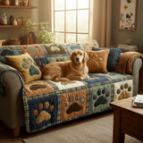 Quilted Love Paw Sofa Cover – Non-Slip