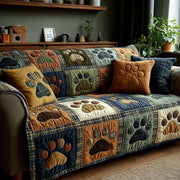 Quilted Sofa Cover Paw Print of Love – Soft to the Touch