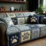 Quilted Sofa Cover with Paw Prints – Gift Idea