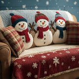 Quilted sofa cover with smiling snowman NCU0DK10795