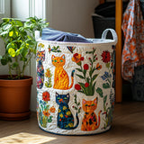 Quilted laundry basket with cosy cat NCU0DV851