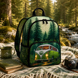 Vintage-Inspired Green Camper Van Quilted Backpack LV06