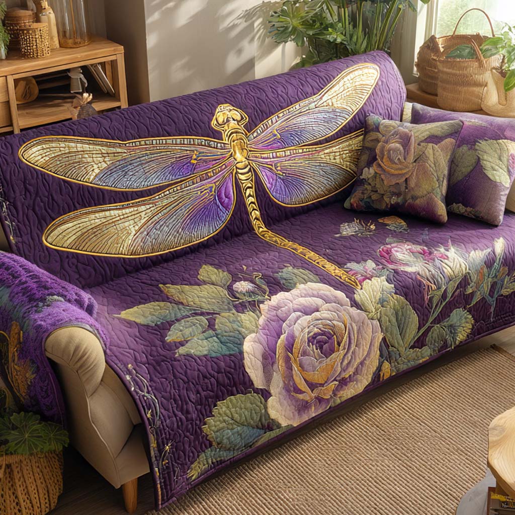 Quilted Sofa Cover with Dragonflies NCU0VT326